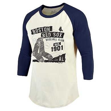 Men's Majestic Threads Cream/Navy Boston Red Sox Raglan 3/4-Sleeve T-Shirt