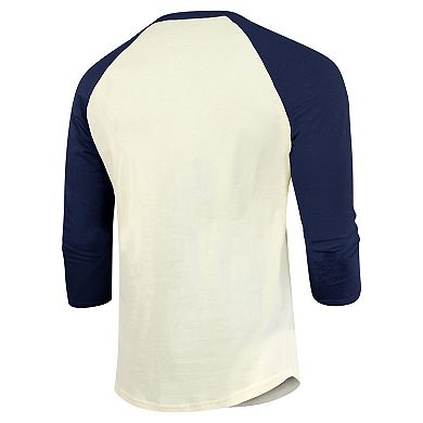 Men's Majestic Threads Cream/Navy Boston Red Sox Raglan 3/4-Sleeve T-Shirt