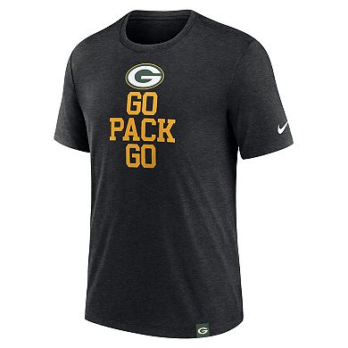 Men's Nike Heather Black Green Bay Packers Blitz Tri-Blend T-Shirt