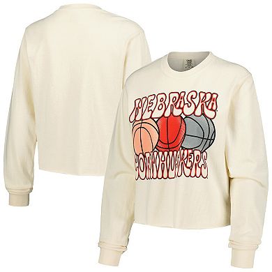 Women's Natural Nebraska Huskers Comfort Colors Basketball Cropped Long Sleeve T-Shirt