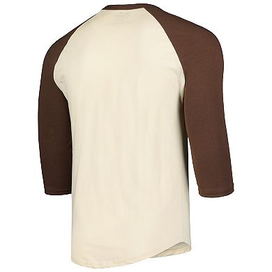 Men's Majestic Threads Cream/Brown San Diego Padres Raglan 3/4-Sleeve T-Shirt