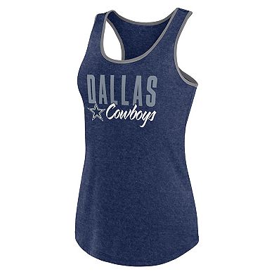 Women's  Fanatics Heather Navy Dallas Cowboys Fuel Racerback Tank Top