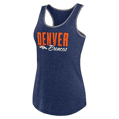 Women's  Fanatics Heather Navy Denver Broncos Fuel Racerback Tank Top