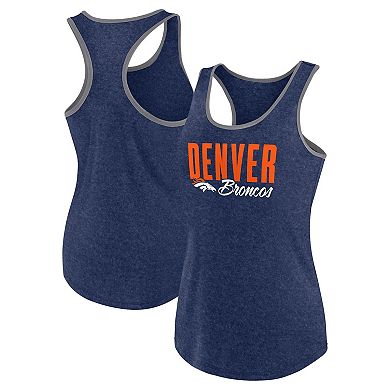 Women's  Fanatics Heather Navy Denver Broncos Fuel Racerback Tank Top