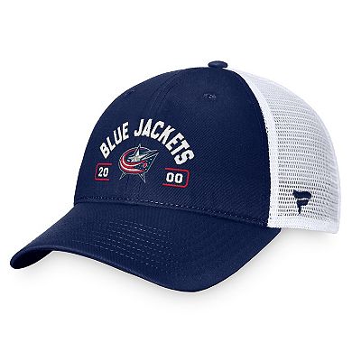 Men's Fanatics Navy/White Columbus Blue Jackets Free Kick Trucker Adjustable Hat