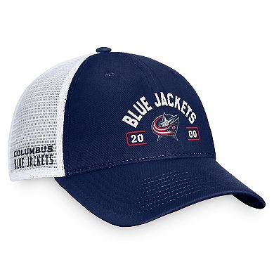 Men's Fanatics Navy/White Columbus Blue Jackets Free Kick Trucker Adjustable Hat