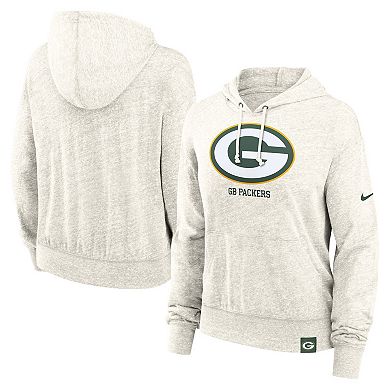 Women's Nike Cream Green Bay Packers Gym Vintage Logo Pullover Hoodie