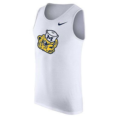 Men's Nike White Michigan Wolverines Vintage Logo Performance Tank Top