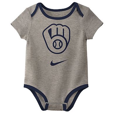 Infant Nike Milwaukee Brewers Authentic Collection Three-Pack Bodysuit Set