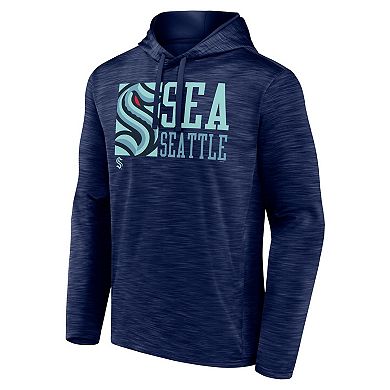 Men's Fanatics Deep Sea Blue Seattle Kraken Never Quit Pullover Hoodie