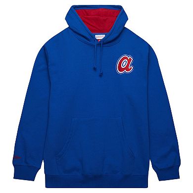 Men's Mitchell & Ness Hank Aaron Royal Atlanta Braves Vintage Logo Name & Number Pullover Hoodie