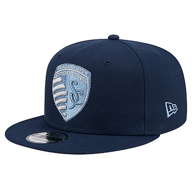 Men's New Era Navy Sporting Kansas City 2024 Jersey Hook 9FIFTY Snapback Hat