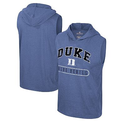 Men's Colosseum Royal Duke Blue Devils Varsity Sleeveless Hoodie Tank Top