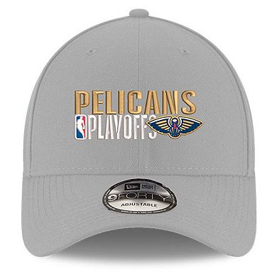 Men's New Era Gray New Orleans Pelicans 2024 NBA Playoffs 9FORTY Adjustable Hat