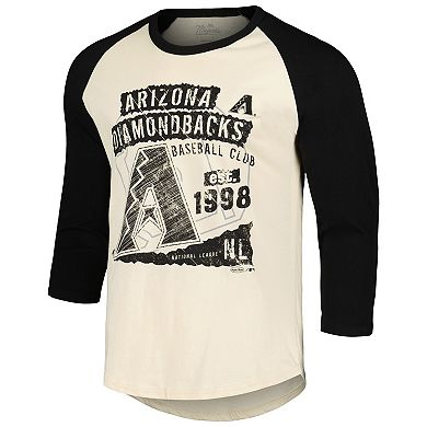 Men's Majestic Threads Cream/Black Arizona Diamondbacks Raglan 3/4-Sleeve T-Shirt