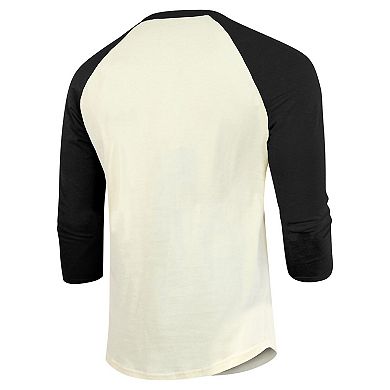 Men's Majestic Threads Cream/Black Baltimore Orioles Raglan 3/4-Sleeve T-Shirt