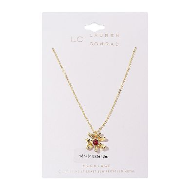 LC Lauren Conrad Gold Tone Vintage Flower Pendant Necklace