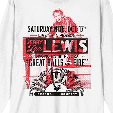 Men's Sun Records Saturday Nite Oct. 17th Jerry Lee Lewis Long Sleeve Tee