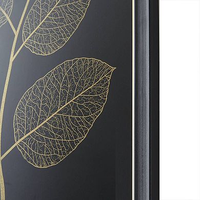 Martha Stewart Gilded Nature Gold Metallic Leaf Panel Framed Graphic Wall Decor 3-Piece Set