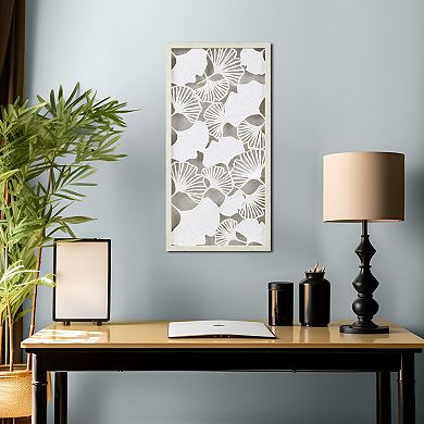 Martha Stewart Lillian Framed Rice Paper Shadow Box Gingko Leaf Wall Decor Art