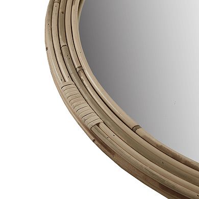 Martha Stewart Luna Natural Rattan Round Wall Mirror