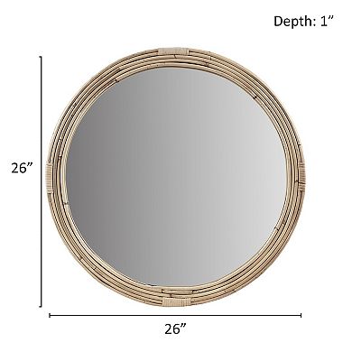 Martha Stewart Luna Natural Rattan Round Wall Mirror