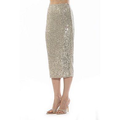 Women's ALEXIA ADMOR Ana Midi Sequin Pencil Skirt with Full Back Expose