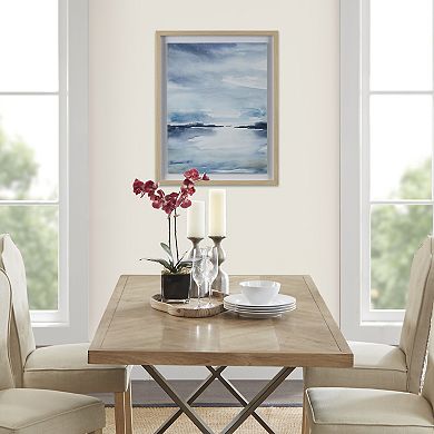 Madison Park Sparkling Sea Framed Glass and Single Matted Abstract Landscape Coastal Wall Art