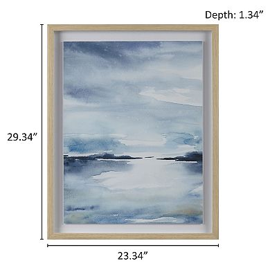 Madison Park Sparkling Sea Framed Glass and Single Matted Abstract Landscape Coastal Wall Art