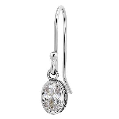 Aleure Precioso Sterling Silver Cubic Zirconia Oval Cut Drop Earrings