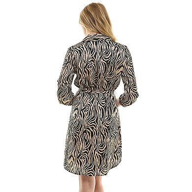 Women's Luxology Johnny Collar Satin Button Front Dress