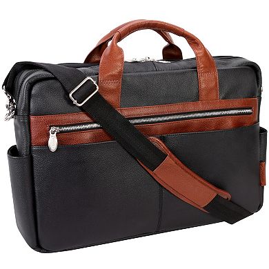 McKlein Southport 17-inch Leather Dual-Compartment Laptop & Tablet Briefcase