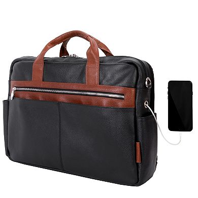 McKlein Southport 17-inch Leather Dual-Compartment Laptop & Tablet Briefcase