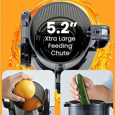 Elite Cuisine EJX250 Big Mouth Self-Feeding Cold Press Masticating Slow Juice Extractor