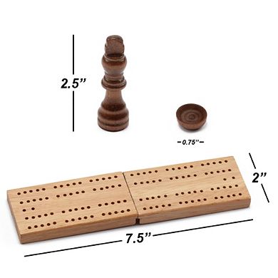 7-in-1 Chess, Checkers, Backgammon, Dominoes, Cribbage Board, Playing Card & Poker Dice Game Set