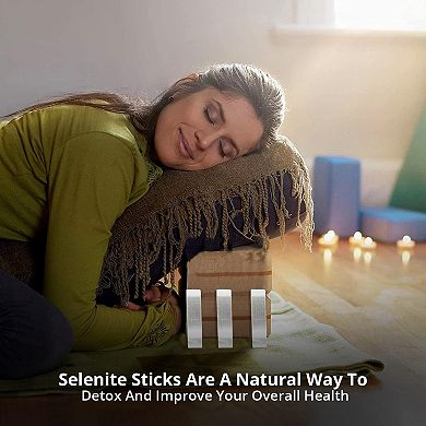 Selenite Rulers, Metaphysical Energy Drawing, Natural Cleansing & Protection 3 Pack, White