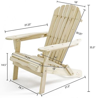 LuxenHome Unfinished Hemlock Wood Adirondack Chair