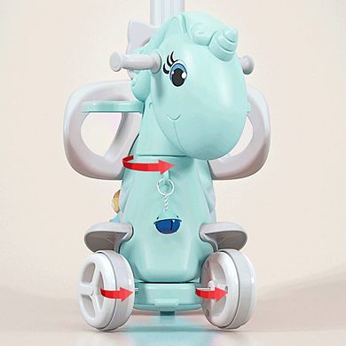 F.c Design Rocking Horse For Toddlers Kids Balance Bike Ride-On Toy with Push Handle Backrest