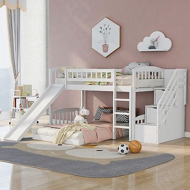 Merax Stairway Bunk Bed With Two Drawers And Slide