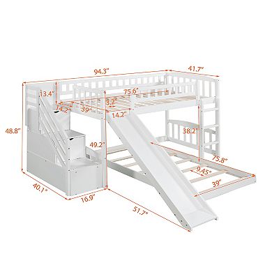 Merax Stairway Bunk Bed With Two Drawers And Slide