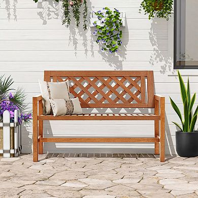 LuxenHome Laguna Solid Wood Outdoor Loveseat Bench