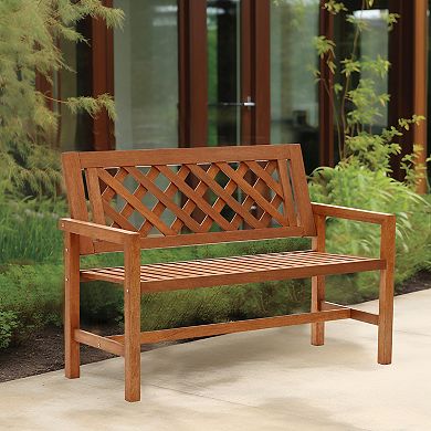 LuxenHome Laguna Solid Wood Outdoor Loveseat Bench