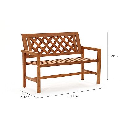 LuxenHome Laguna Solid Wood Outdoor Loveseat Bench