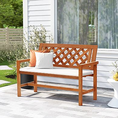 LuxenHome Laguna Solid Wood Outdoor Loveseat Bench