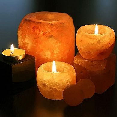 Himalayan Glow Candle Holders, Hand Crafted Himalayan Salt Candle Holder  4 Pack