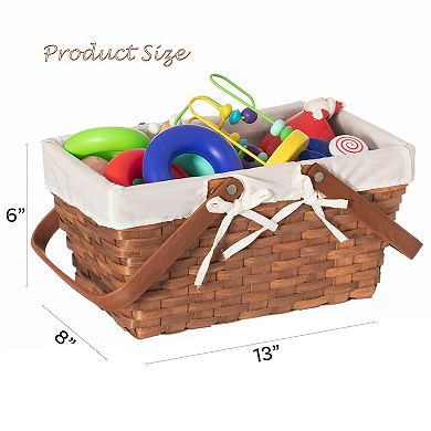 Double Handle Woodchip Basket with White Liner for Unforgettable Picnic Parties