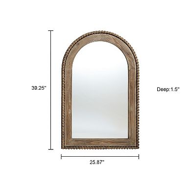 LuxenHome Wood Framed Arch Window Wall Mirror