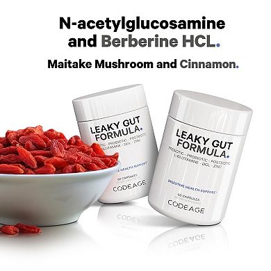 Codeage Leaky Gut, L-glutamine Supplement, Licorice Root, Pre + Probiotics, Postbiotic, Vegan, 60 Ct