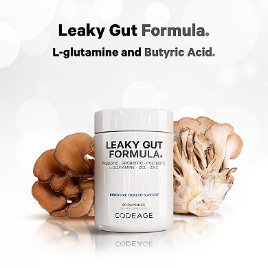 Codeage Leaky Gut, L-glutamine Supplement, Licorice Root, Pre + Probiotics, Postbiotic, Vegan, 60 Ct