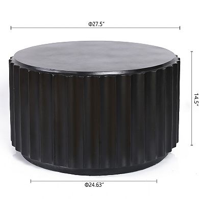 LuxenHome Black Cement Round Coffee Table